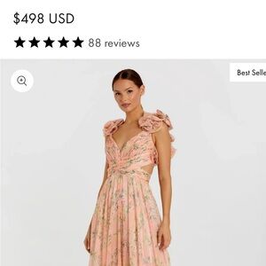 Mac Duggal Pink Floral Backless Dress